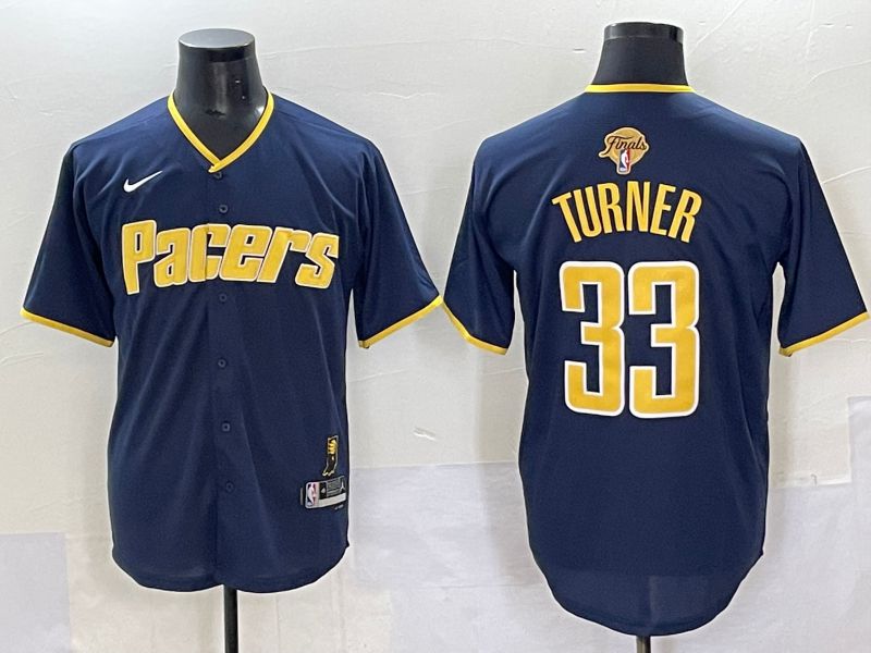 Men 2025 Indiana Pacers #33 Turner Blue Joint Name NBA Jersey style 25